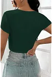 Kadın Yeşil Yarım Kol Düz Yaka Crop Top Bluz – Şık, Rahat Ve Kolay Kombinlenebilir
