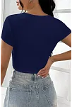 Kadın Lacivert Yarım Kol Düz Yaka Crop Top Bluz – Şık, Rahat Ve Kolay Kombinlenebilir
