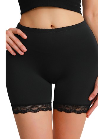 Kadın Siyah Pop Up Kalça Kaldırıcı Ve Sekillendirici Dantel Paçalı Şort Külot – Modern Ve Şık Tasarım