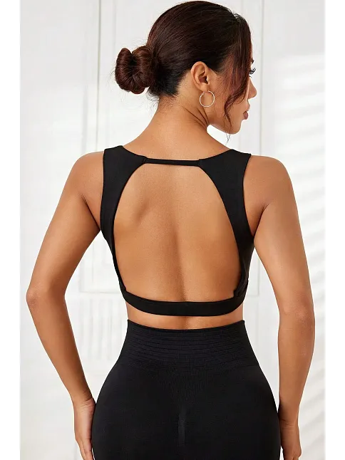 Kadın Siyah Sırtı Açık Derin Göğüs Dekolteli Şık Crop Top Bluz – Şık, Rahat Ve Kolay Kombinlenebilir
