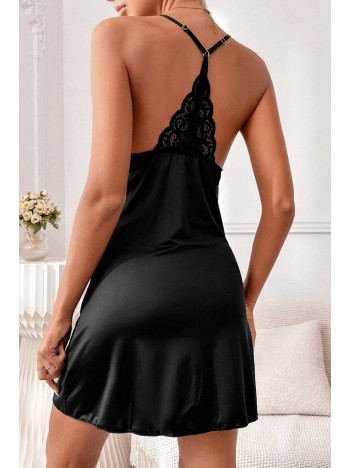 Kadın Siyah Göğüs Ve Sırt Kısmı Dantel Detaylı Özel Gecelik – Modern Ve Şık Tasarım