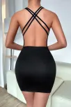 Kadın Siyah Göbek Dekolteli Çapraz Sırt Detaylı Gecelik – Modern Ve Şık Tasarım