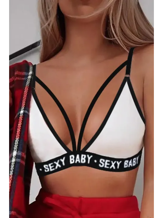 Kadın Beyaz Yazı Detaylı Ipli Sütyen Takımı – Modern, Konforlu Ve Günlük Kombinlere Uygun