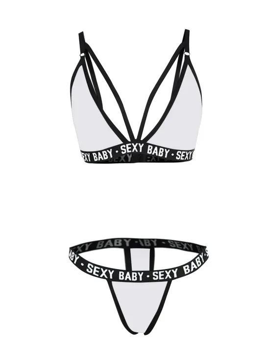 Kadın Beyaz Yazı Detaylı Ipli Sütyen Takımı – Modern, Konforlu Ve Günlük Kombinlere Uygun