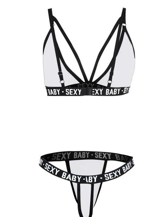 Kadın Beyaz Yazı Detaylı Ipli Sütyen Takımı – Modern, Konforlu Ve Günlük Kombinlere Uygun