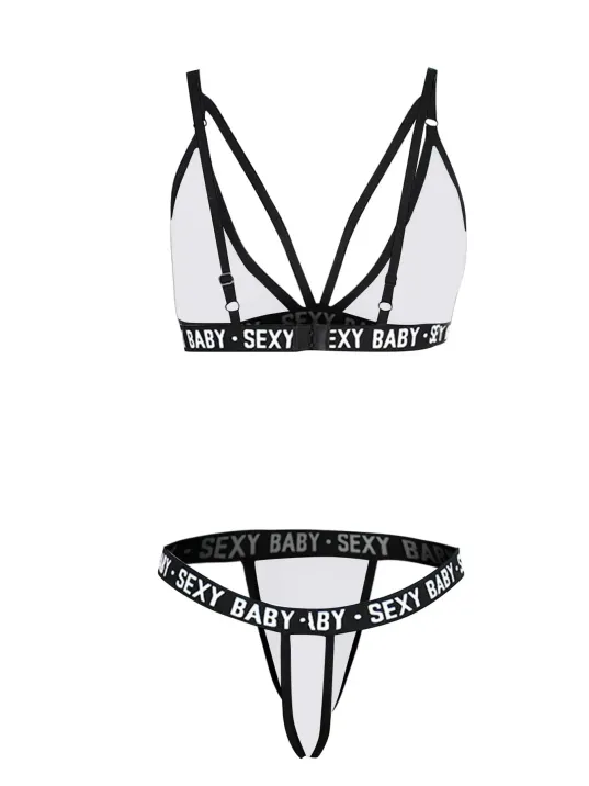 Kadın Beyaz Yazı Detaylı Ipli Sütyen Takımı – Modern, Konforlu Ve Günlük Kombinlere Uygun