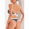 Kadın Gri Antrasit Kaşkorse Ve Beyaz Lastikli Cut-out Tanga Külotlu Takım – Modern, Konforlu