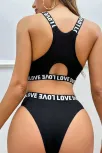 Kadın Siyah Çapraz Sırt Ve Love Lastik Detaylı Sütyen Külot Takım