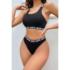 Kadın Siyah Çapraz Sırt Ve Love Lastik Detaylı Sütyen Külot Takım