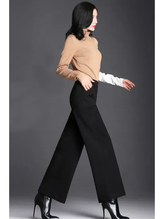 Kadın Siyah Geniş Paça Vintage Palazzo Pantolon – Modern Ve Şık Tasarım