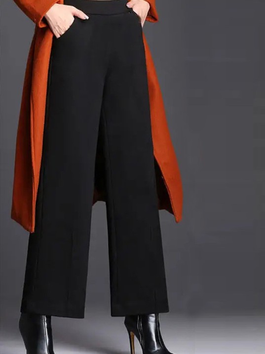 Kadın Siyah Geniş Paça Vintage Palazzo Pantolon – Modern Ve Şık Tasarım