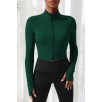Kadın Yeşil Uzun Kol Fermuarlı Parmak Geçme Detaylı Dik Yaka Crop Top Bluz Kadın Yeşil Uzun Kol Fermuarlı Parmak Geçme Detaylı Dik Yaka Crop Top Bluz