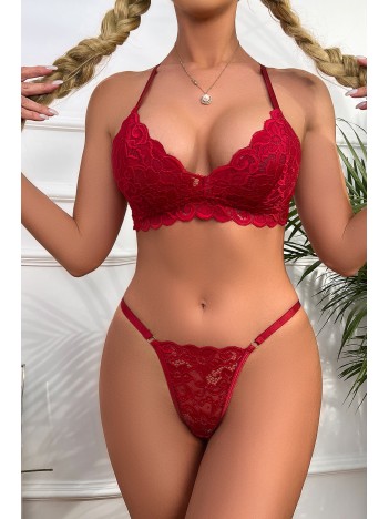 Kadın Bordo Sırtı Dantel Ve İp Detaylı Şık Sütyen Külot Takımı – Modern, Konforlu Ve Günlük Kombinlere Uygun