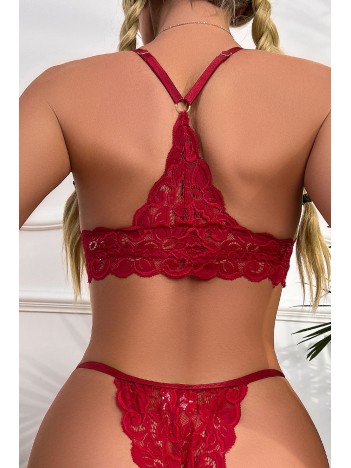 Kadın Bordo Sırtı Dantel ve İp Detaylı Şık Sütyen Külot Takımı – Modern, Konforlu ve Günlük Kombinlere Uygun