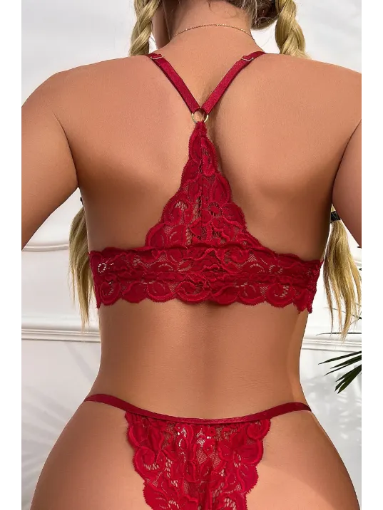 Kadın Bordo Sırtı Dantel Ve İp Detaylı Şık Sütyen Külot Takımı – Modern, Konforlu Ve Günlük Kombinlere Uygun