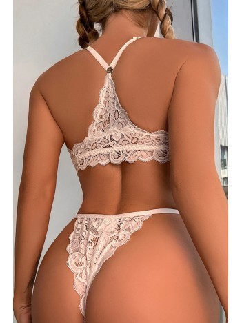 Kadın Beyaz Sırtı Dantel Ve İp Detaylı Şık Sütyen Külot Takımı – Modern, Konforlu Ve Günlük Kombinlere Uygun