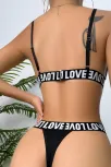 Kadın Siyah Love Yazı Detaylı Harness İç Çamaşır Takımı – Modern, Konforlu Ve Günlük Kombinlere Uygun