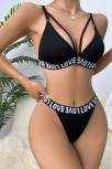 Kadın Siyah Love Yazı Detaylı Harness İç Çamaşır Takımı – Modern, Konforlu Ve Günlük Kombinlere Uygun