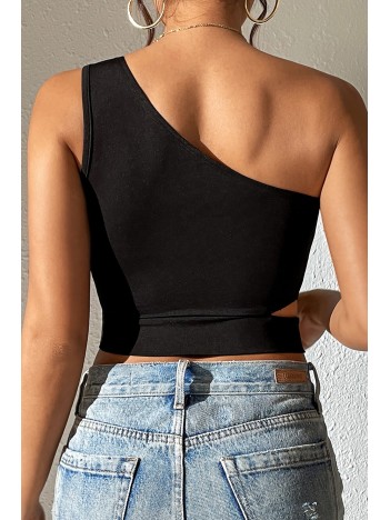 Kadın Siyah Tek Kol Cut Out Göbek Dekolteli Crop Top Bluz – Şık, Rahat Ve Kolay Kombinlenebilir