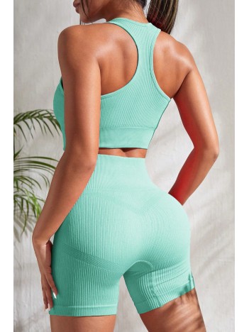 Kadın Açık Mavi Yüksek Bel Çapraz Sırt Detaylı Şortlu Gecelik Takım – Modern, Konforlu ve Günlük Kombinlere Uygun