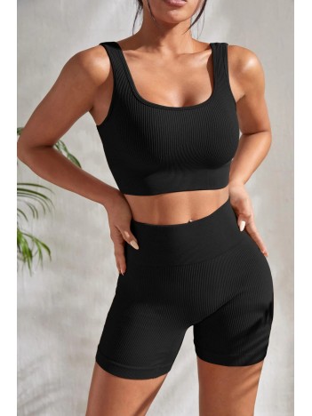 Kadın Siyah Kalın Askılı Yüksek Bel Şortlu Gecelik Takımı – Modern, Konforlu Ve Günlük Kombinlere Uygun