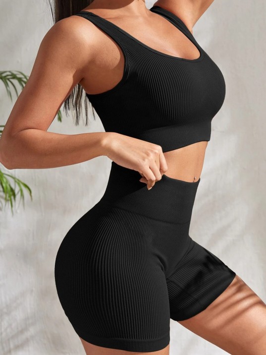 Kadın Siyah Kalın Askılı Yüksek Bel Şortlu Gecelik Takımı – Modern, Konforlu Ve Günlük Kombinlere Uygun