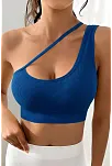 Kadın Mavi Tek Omuzlu Çapraz Askılı Crop Top Büstiyer – Modern Ve Şık Tasarım