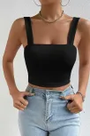 Kadın Siyah Kare Yaka Kalın Askılı Dekolteli Crop Top Bluz – Şık, Rahat Ve Kolay Kombinlenebilir Kadın Siyah Kare Yaka Kalın Askılı Dekolteli Crop Top Bluz – Şık, Rahat Ve Kolay Kombinlenebilir