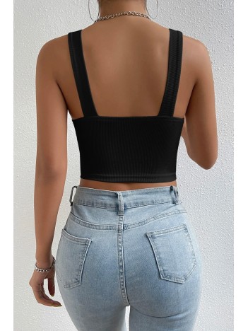 Kadın Siyah Kare Yaka Kalın Askılı Dekolteli Crop Top Bluz – Şık, Rahat Ve Kolay Kombinlenebilir Kadın Siyah Kare Yaka Kalın Askılı Dekolteli Crop Top Bluz – Şık, Rahat Ve Kolay Kombinlenebilir