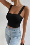 Kadın Siyah Kare Yaka Kalın Askılı Dekolteli Crop Top Bluz – Şık, Rahat Ve Kolay Kombinlenebilir Kadın Siyah Kare Yaka Kalın Askılı Dekolteli Crop Top Bluz – Şık, Rahat Ve Kolay Kombinlenebilir