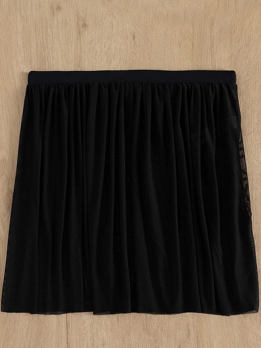 Kadın Siyah Tül Beli Lastikli Etek Görünümlü Pareo – Modern Ve Şık Tasarım