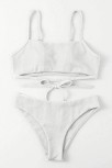 Kadın Beyaz Çapraz Bağlama Detaylı Yüksek Bel Bikini Takımı – Modern, Konforlu Ve Günlük Kombinlere Uygun