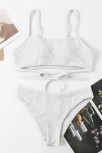 Kadın Beyaz Çapraz Bağlama Detaylı Yüksek Bel Bikini Takımı – Modern, Konforlu Ve Günlük Kombinlere Uygun