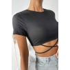 Kadın Siyah Yarım Kol Çapraz Bağlamalı Crop Top Bluz – Şık, Rahat Ve Kolay Kombinlenebilir Kadın Siyah Yarım Kol Çapraz Bağlamalı Crop Top Bluz – Şık, Rahat Ve Kolay Kombinlenebilir