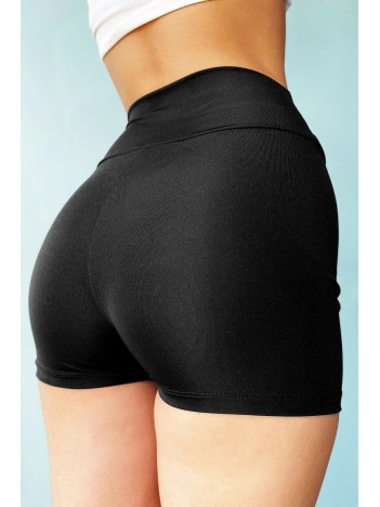 Kadın Siyah Yüksek Bel Mini Deniz Şortu – Modern ve Şık Tasarım
