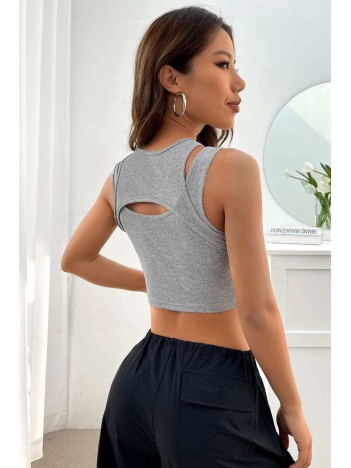 Kadın Gri Kalın Askılı Cut Out Dekolteli Crop Top Bluz – Şık, Rahat Ve Kolay Kombinlenebilir Kadın Gri Kalın Askılı Cut Out Dekolteli Crop Top Bluz – Şık, Rahat Ve Kolay Kombinlenebilir