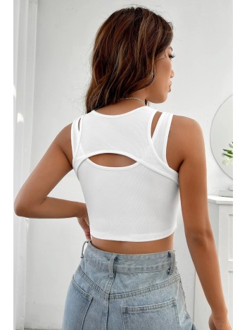 Kadın Beyaz Kalın Askılı Cut Out Dekolteli Crop Top Bluz – Şık, Rahat Ve Kolay Kombinlenebilir