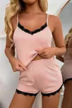 Kadın Pembe Alt Ve Üst Dantel Detaylı Şortlu Gecelik Takımı – Modern, Konforlu Ve Günlük Kombinlere Uygun