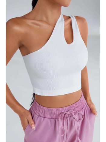 Kadın Beyaz Tek Omuz Cut Out Detaylı Crop Top Bluz – Şık, Rahat Ve Kolay Kombinlenebilir
