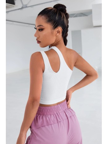 Kadın Beyaz Tek Omuz Cut Out Detaylı Crop Top Bluz – Şık, Rahat Ve Kolay Kombinlenebilir