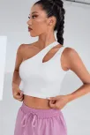 Kadın Beyaz Tek Omuz Cut Out Detaylı Crop Top Bluz – Şık, Rahat Ve Kolay Kombinlenebilir