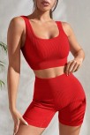 Kadın Kırmızı Şortlu Yüksek Bel Gecelik Takımı