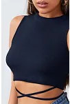 Kadın Lacivert Çapraz Bağlamalı Crop Top Büstiyer – Modern Ve Şık Tasarım