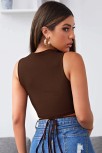 Kadın Kahverengi Çapraz Bağlamalı Crop Top Büstiyer – Modern Ve Şık Tasarım