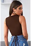 Kadın Kahverengi Çapraz Bağlamalı Crop Top Büstiyer – Modern Ve Şık Tasarım