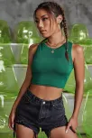 Kadın Yeşil Kare Yaka Crop Top Bluz – Şık, Rahat Ve Kolay Kombinlenebilir