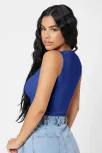 Kadın Lacivert Kare Yaka Crop Top Bluz – Şık, Rahat Ve Kolay Kombinlenebilir