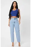 Kadın Lacivert Kare Yaka Crop Top Bluz – Şık, Rahat Ve Kolay Kombinlenebilir
