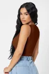 Kadın Kahverengi Kare Yaka Crop Top Bluz – Şık, Rahat Ve Kolay Kombinlenebilir