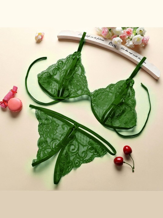 Kadın Yeşil Dantelli Sütyen Külot Takımı – Modern, Konforlu Ve Günlük Kombinlere Uygun